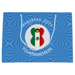 Mexican Angel Hanukkah Flag Personalised Large Gift Bag