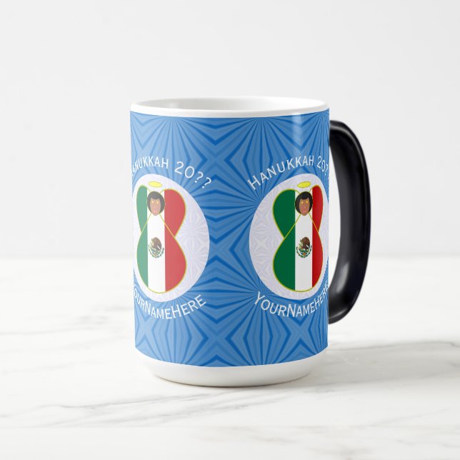 Mexican Angel Hanukkah Flag Personalised  Magic Mug (Front Right)