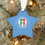 Mexican Angel Hanukkah Flag Personalised  Ornament<br><div class="desc">An angel flies wearing the flag of Mexico for Hanukkah. She flies in a white circle of squiggly squares on a background of blue squiggly squares. Customise by adding the year you want to make this special. Personalise with your name, or someone else's name if giving was a gift. Star...</div>