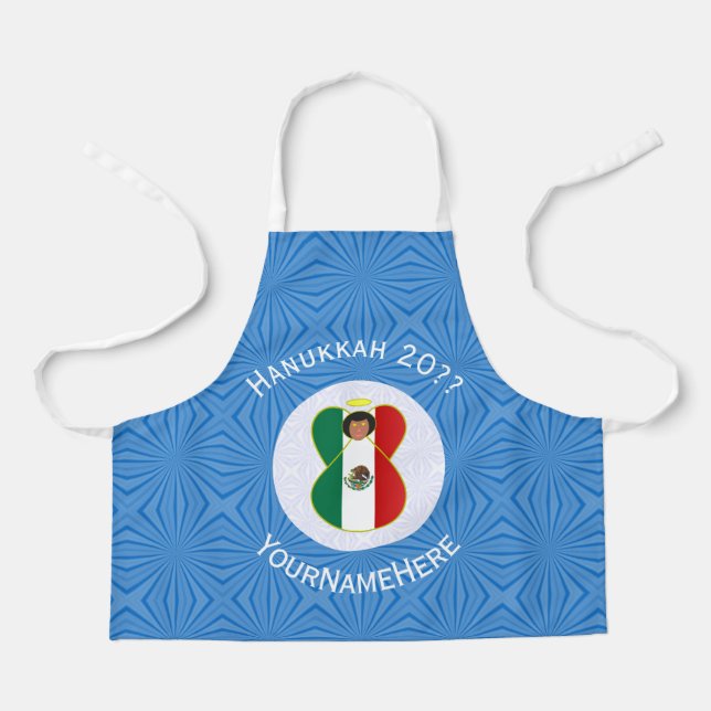Mexican Angel Hanukkah Flag Personalised Small Apron (Front)