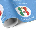 Mexican Angel Hanukkah Flag Personalised  Wrapping Paper<br><div class="desc">Design, on personalised gift wrapping paper, has an angel wearing the Flag of Mexico. Above, the words, in white letters, read, HANUKKAH 20??. Below, a place for a name, yours, for a personalised look, or, your gift recipient's for a thoughtful gift wrap. The angel sits on a circle of white...</div>