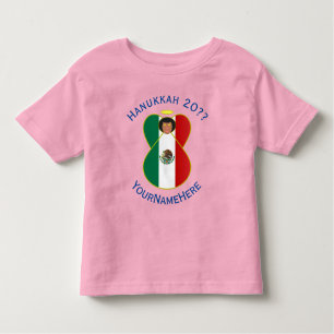 Mexican Angel Hanukkah Flag Personalized Girl Toddler T-Shirt