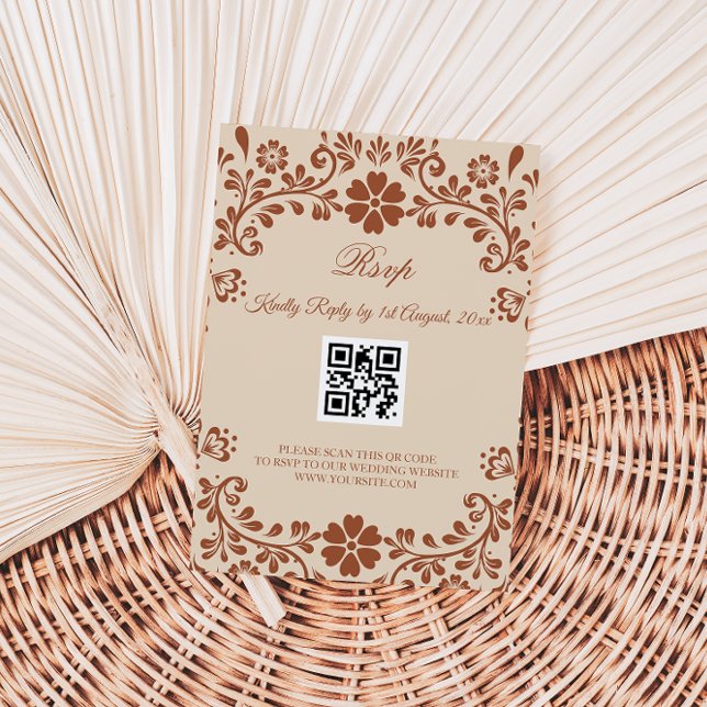 Mexican Art Beige Wedding Rsvp Enclosure Card (Creator Uploaded)