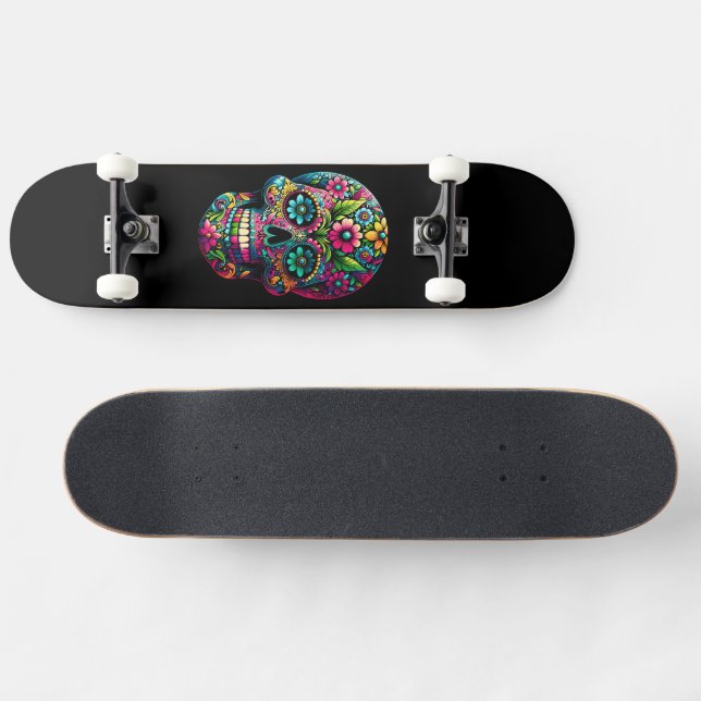 Mexican Art Skull Skateboard (Horz)
