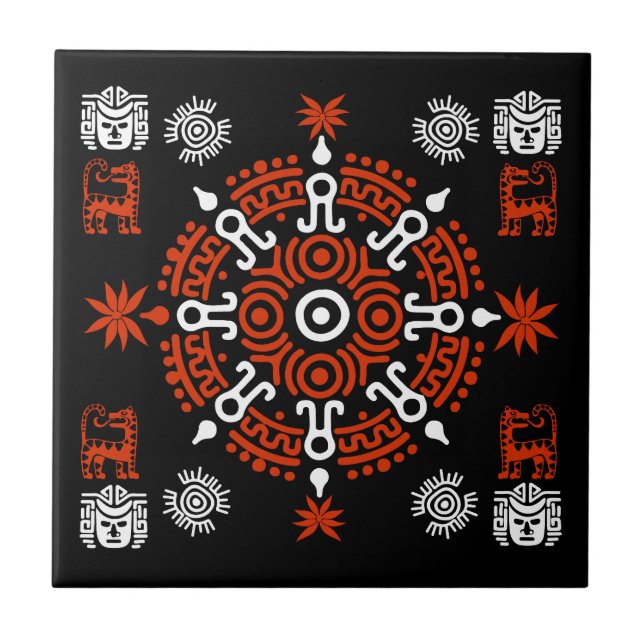 Mexican Aztec Art Home Decor Ceramic Tile (Front)