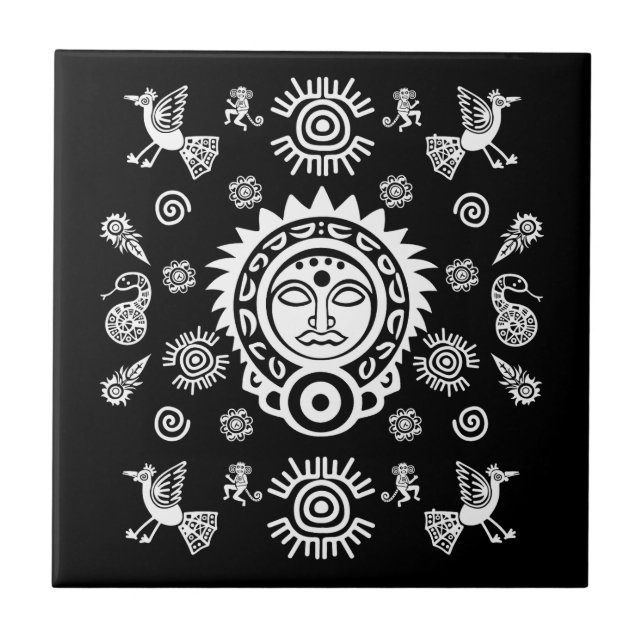 Mexican Aztec Art Home Decor Ceramic Tile (Front)