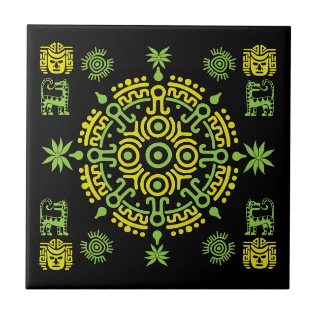 Mexican Aztec Art Home Decor Ceramic Tile (Front)