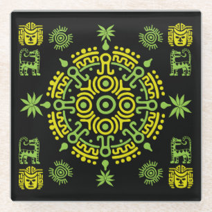 Mexican Aztec Art Home Decor Glass Coaster
