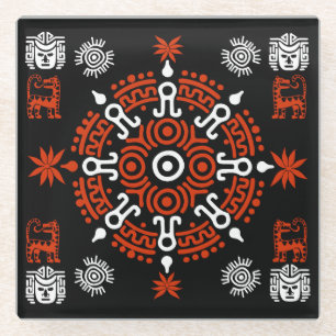 Mexican Aztec Art Home Decor Glass Coaster