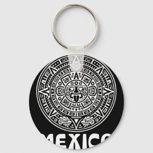 Mexican Aztec Calendar Futbol Soccer Fan Viva Mexi Key Ring