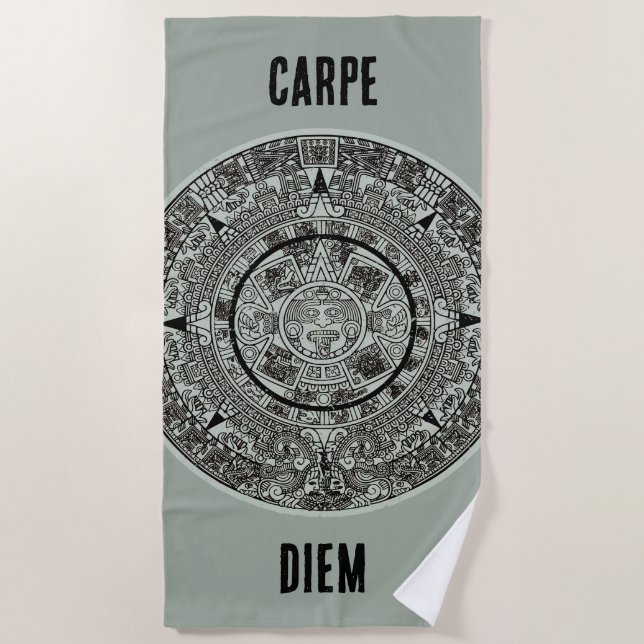 Mexican Aztec Sun Stone Mayan Calendar 1 Beach Towel (Front)