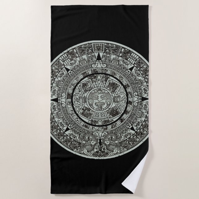 Mexican Aztec Sun Stone Mayan Calendar 1 Beach Towel (Front)