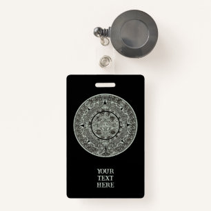 Mexican Aztec Sun Stone Mayan Calendar 1 ID Badge