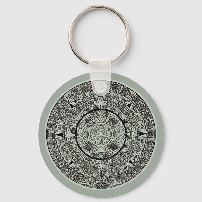 Mexican Aztec Sun Stone Mayan Calendar 1 Key Ring (Front)