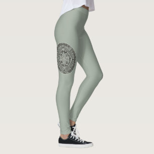 Mexican Aztec Sun Stone Mayan Calendar 1 Leggings