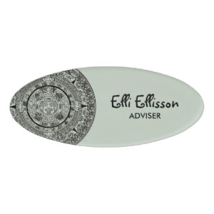 Mexican Aztec Sun Stone Mayan Calendar 1 Name Tag