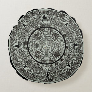 Mexican Aztec Sun Stone Mayan Calendar 1 Round Cushion