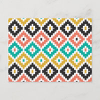 Mexican Aztec Tribal Print Ikat Diamond Pattern