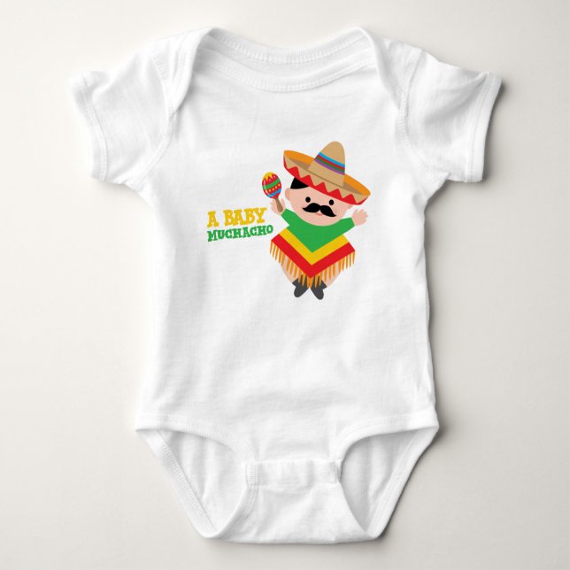 Mexican Baby Bodysuit, Fiesta Baby Shower Gift Bodysuit (Front)
