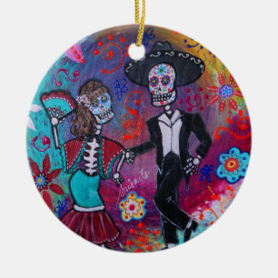 Mexican Bailar Mariachi Dancing Couple by prisarts Ceramic Tree Decoration
