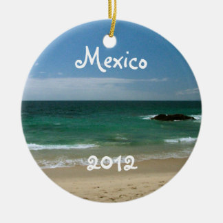 Mexican Beach Vista; Mexico Souvenir Ceramic Tree Decoration