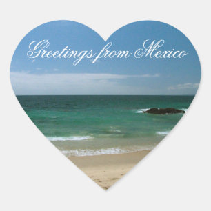 Mexican Beach Vista; Mexico Souvenir Heart Sticker