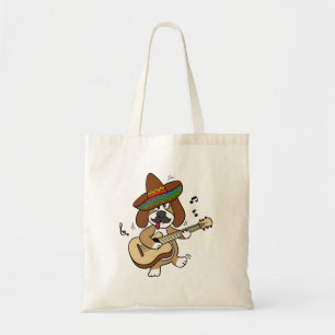 Mexican Beagle playing guitar choose back colour Tote Bag