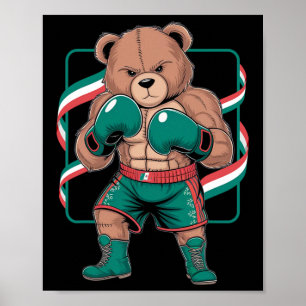 Mexican Bear Boxing Player Gloves Gym Stylish Cost Poster