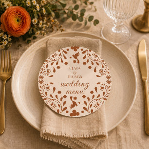 Mexican Beige Terracotta Wedding Menu Card