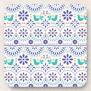 Mexican Bird Tile Folk Art Pattern Coaster