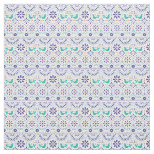 Mexican Bird Tile Folk Art Pattern Fabric