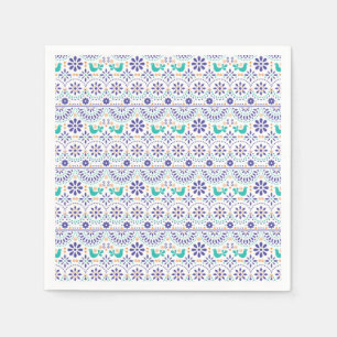Mexican Bird Tile Folk Art Pattern Napkin