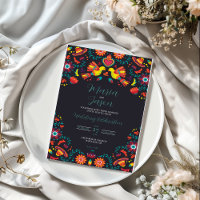 Mexican Black Fiesta Sombrero Folk Art Wedding