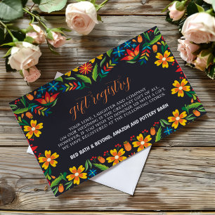 Mexican Black Floral Colourful Botanical Wedding Enclosure Card
