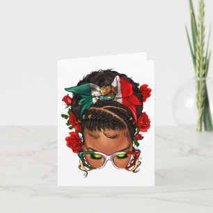 Mexican Black Woman Messy Bun Cinco De Mayo Fiesta Card