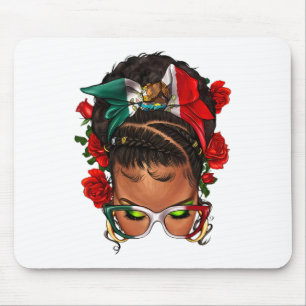Mexican Black Woman Messy Bun Cinco De Mayo Fiesta Mouse Pad