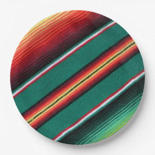 Mexican Blanket Colourful Stripe  Paper Plate