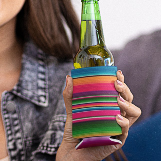 Mexican Blanket Fiesta Stripes Colourful Can Cooler (Creator Uploaded)
