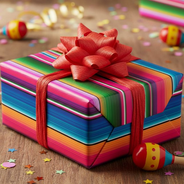 Mexican Blanket Fiesta Stripes Colourful Sarape Wrapping Paper (Creator Uploaded)