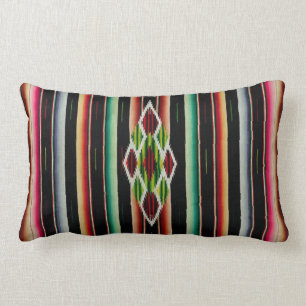 Mexican Blanket Traditional Spanish Fiesta Serape Lumbar Cushion