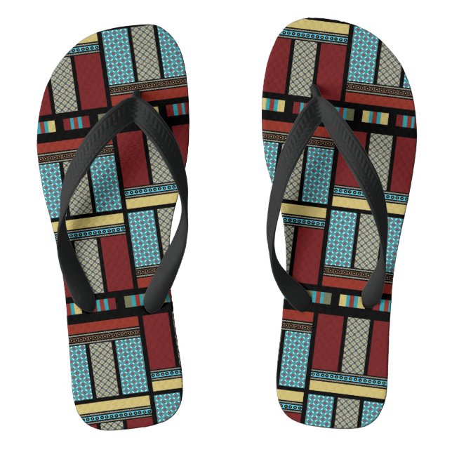 Mexican Block Stripe Pattern 1 Thongs (Footbed)