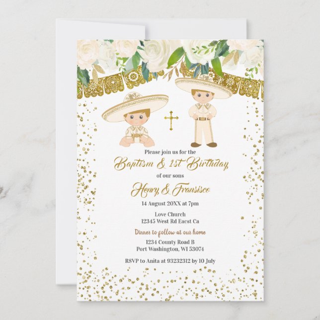 Mexican Blonde Hair Charro Boys Baptism Birthday  Invitation (Front)