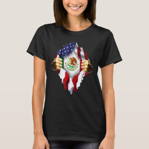 Mexican Blood Inside Me Mexico American Flag T-Shirt