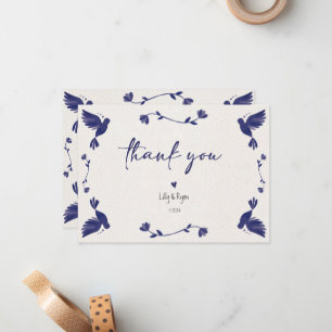 Mexican Blue Bird Fiesta Bridal Thank You Card