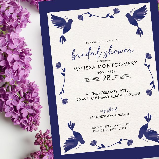 Mexican Blue Fiesta Bridal Shower Invitation (Creator Uploaded)