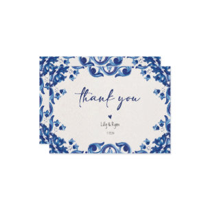 Mexican Blue Fiesta Bridal Thank You Card