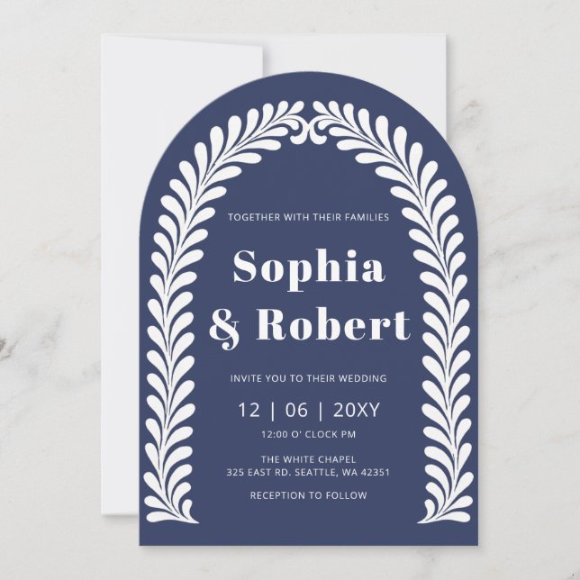 Mexican Blue Talavera Wedding Invitation (Front)