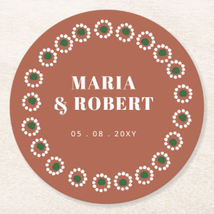 Mexican Boho Barro  Round Paper Coaster
