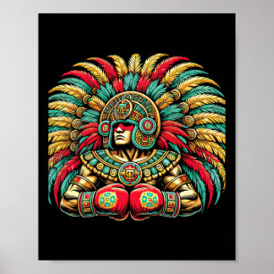Mexican Boxing Aztec Warrior Design  Poster