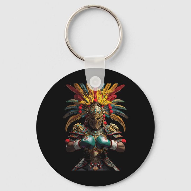Mexican Boxing Aztec Warrior Power  Key Ring (Front)